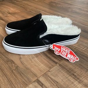 Vans faux fur slip ons